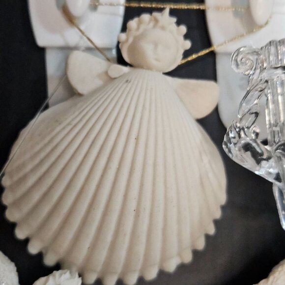 Set Of 7 Angel & Shell-Themed Christmas Ornaments Glass & Resin - Picture 7 of 8
